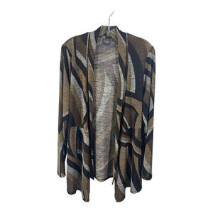 Chico’s Travelers Collection  Black and Brown Striped Cardigan Size L